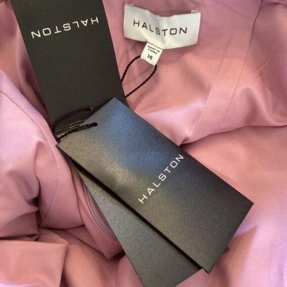 NWT Halston Sarena‎ Dress Size 14 Stretch Sequins Formal Cocktail Halter Mini - Picture 11 of 12